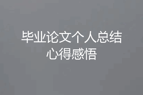毕业论文个人总结心得感悟