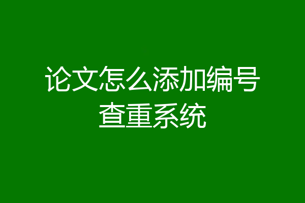 论文怎么添加编号查重系统