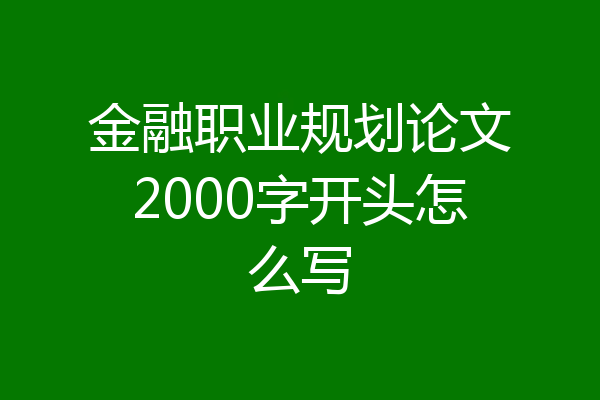 金融职业规划论文2000字开头怎么写
