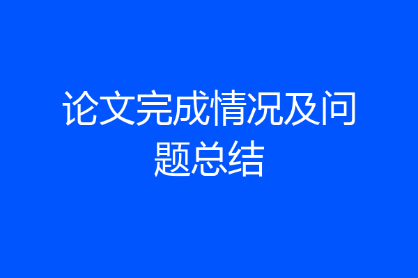 论文完成情况及问题总结