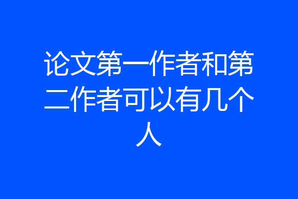 论文第一作者和第二作者可以有几个人