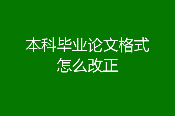 本科毕业论文格式怎么改正