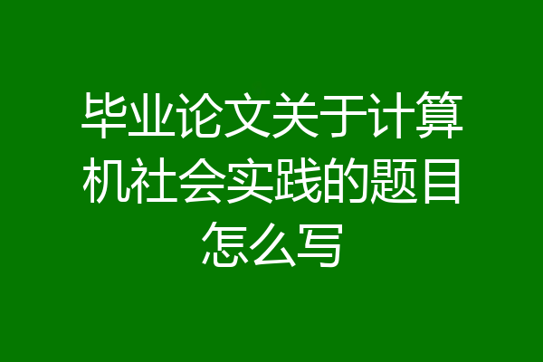 毕业论文关于计算机社会实践的题目怎么写