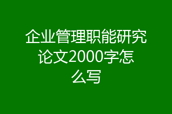 企业管理职能研究论文2000字怎么写