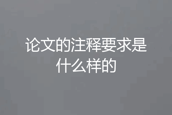 论文的注释要求是什么样的