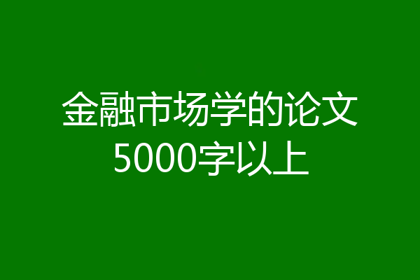 金融市场学的论文5000字以上