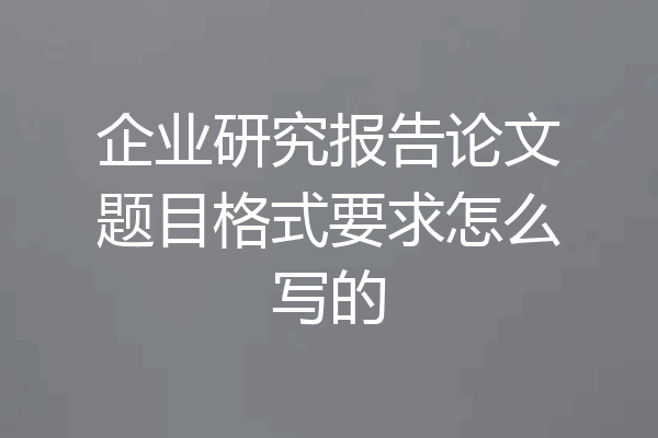 企业研究报告论文题目格式要求怎么写的