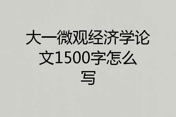 大一微观经济学论文1500字怎么写