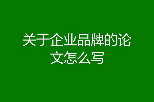 关于企业品牌的论文怎么写