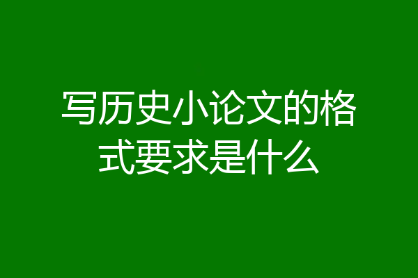 写历史小论文的格式要求是什么