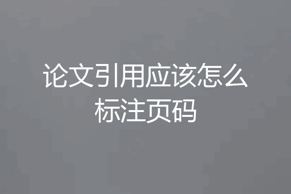 论文引用应该怎么标注页码