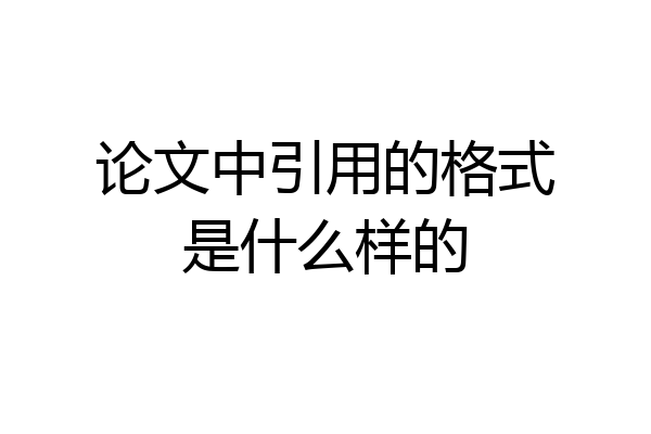 论文中引用的格式是什么样的