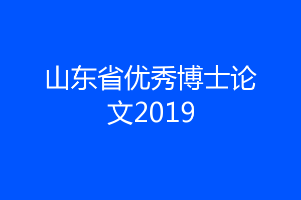 山东省优秀博士论文2019