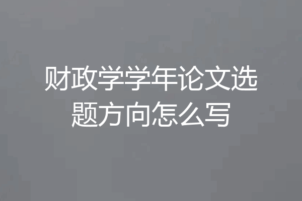财政学学年论文选题方向怎么写