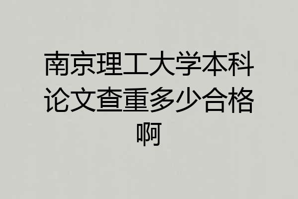 南京理工大学本科论文查重多少合格啊