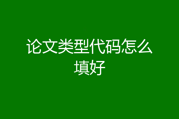 论文类型代码怎么填好
