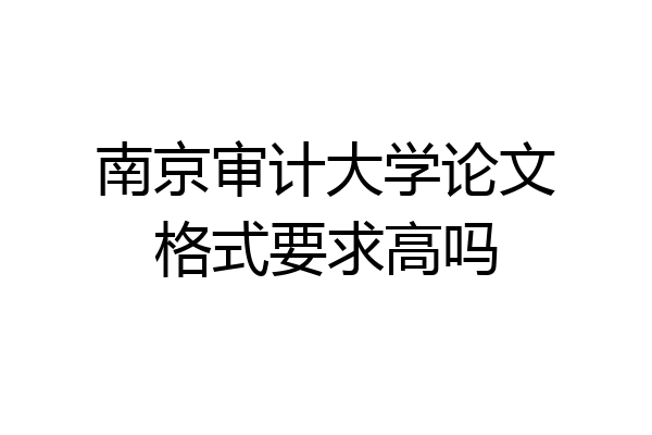 南京审计大学论文格式要求高吗