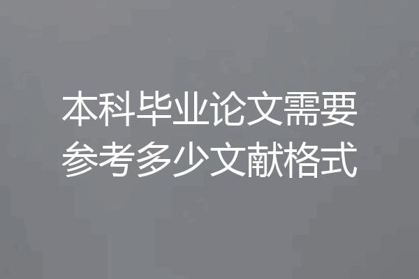 本科毕业论文需要参考多少文献格式