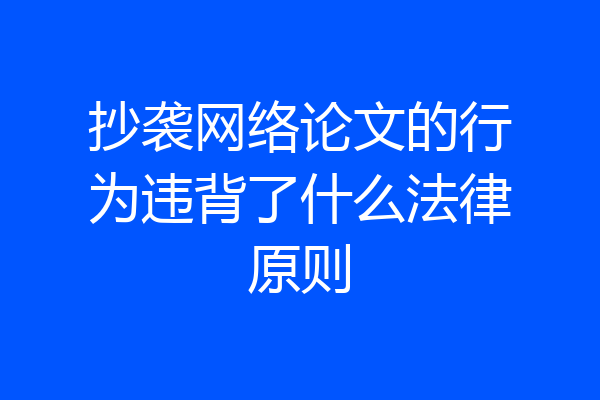 抄袭网络论文的行为违背了什么法律原则