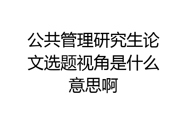 公共管理研究生论文选题视角是什么意思啊