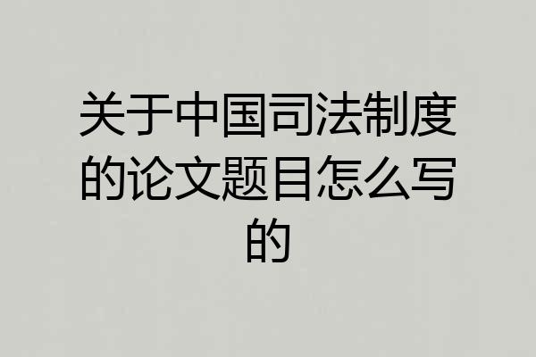 关于中国司法制度的论文题目怎么写的