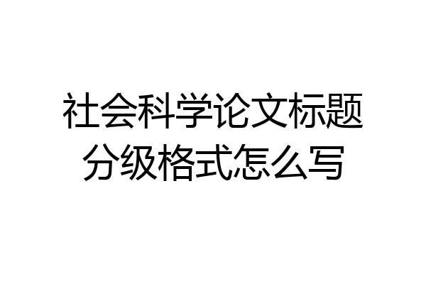 社会科学论文标题分级格式怎么写