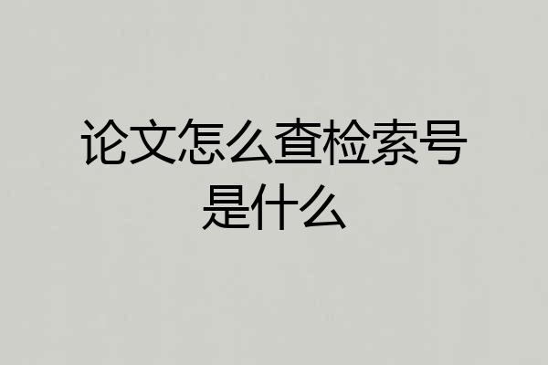 论文怎么查检索号是什么