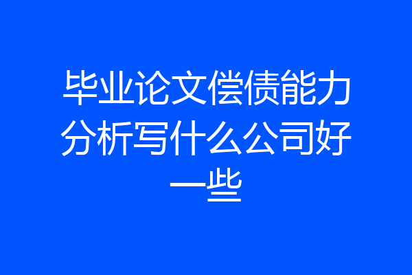 毕业论文偿债能力分析写什么公司好一些