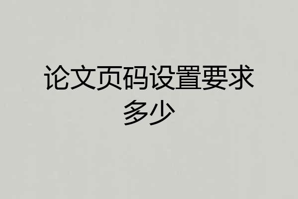 论文页码设置要求多少