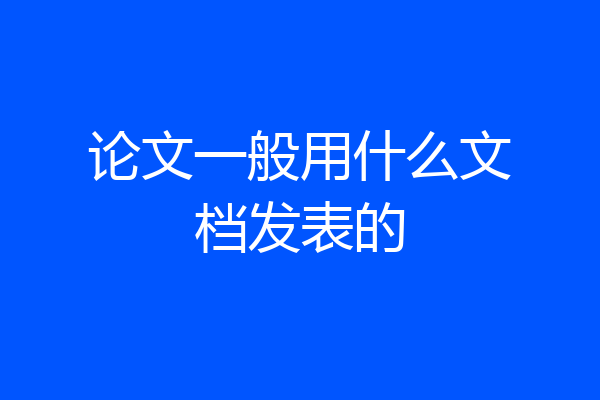 论文一般用什么文档发表的