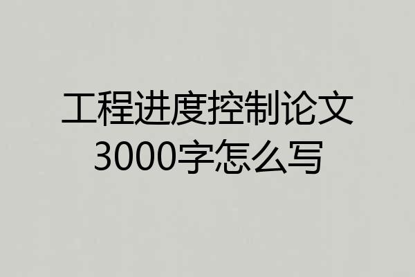 工程进度控制论文3000字怎么写