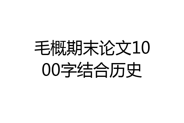 毛概期末论文1000字结合历史