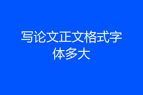 写论文正文格式字体多大