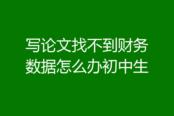 写论文找不到财务数据怎么办初中生