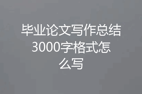 毕业论文写作总结3000字格式怎么写