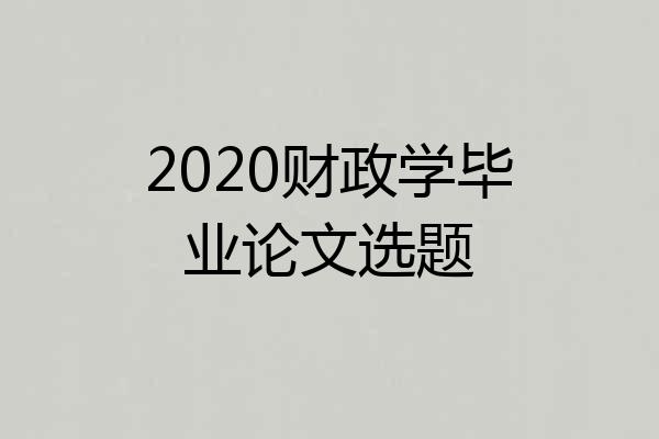 2020财政学毕业论文选题