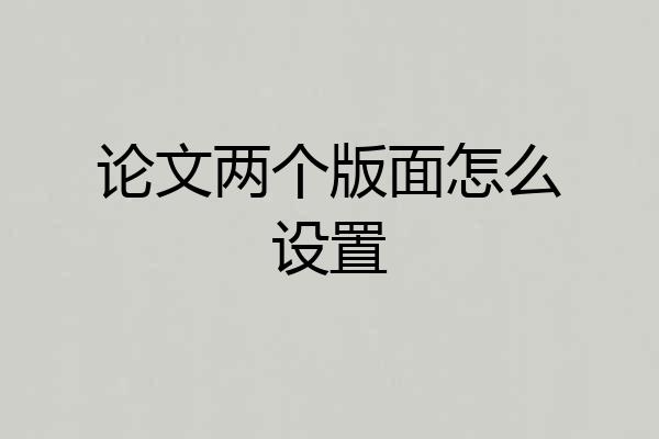 论文两个版面怎么设置