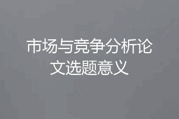 市场与竞争分析论文选题意义