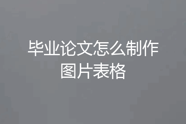 毕业论文怎么制作图片表格