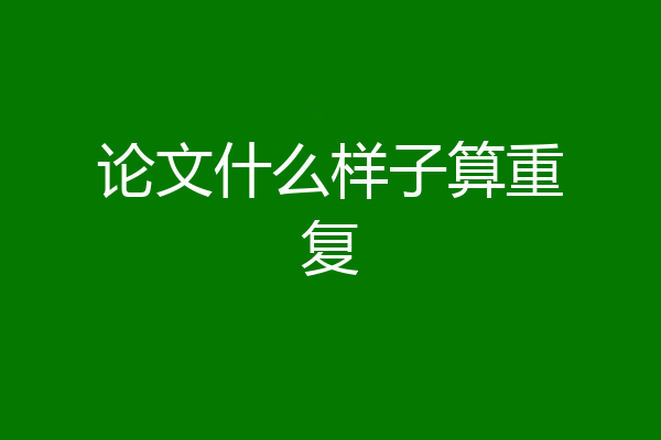 论文什么样子算重复