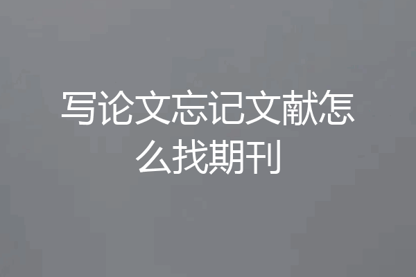写论文忘记文献怎么找期刊