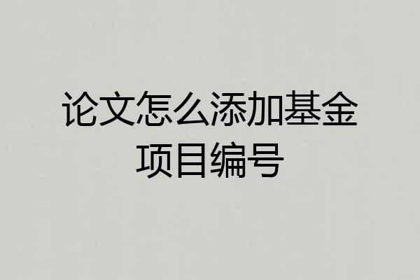论文怎么添加基金项目编号
