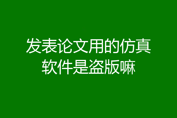 发表论文用的仿真软件是盗版嘛