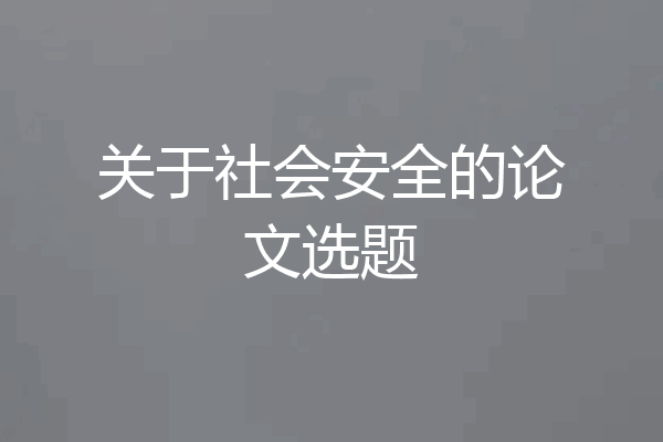 关于社会安全的论文选题