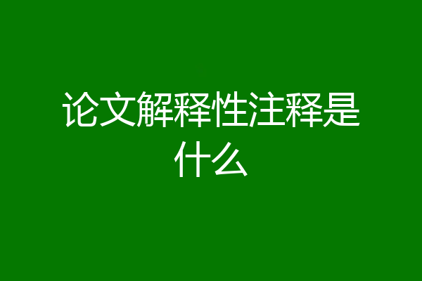 论文解释性注释是什么