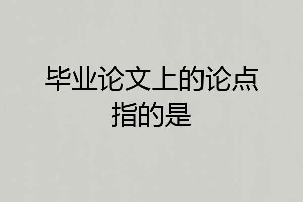 毕业论文上的论点指的是