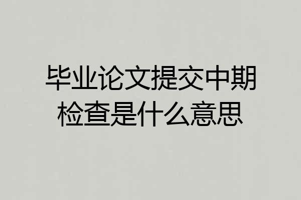 毕业论文提交中期检查是什么意思