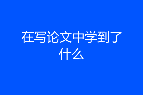在写论文中学到了什么