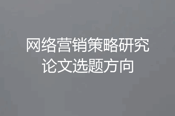 网络营销策略研究论文选题方向