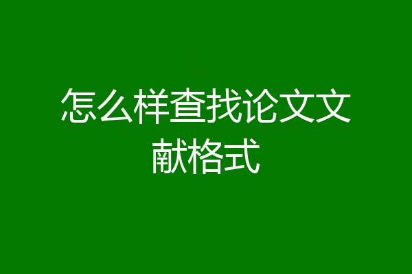 怎么样查找论文文献格式